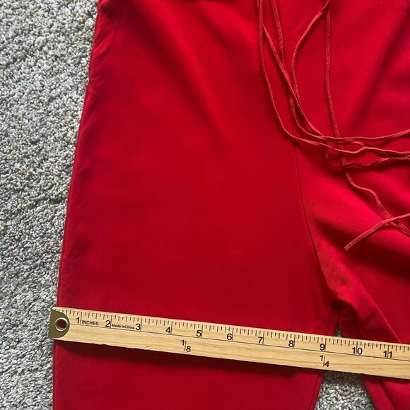 Vintage Y2K Hi Sense Halter Neck Flared Jumpsuit M Red Stretch Glam Festive - Picture 12 of 14